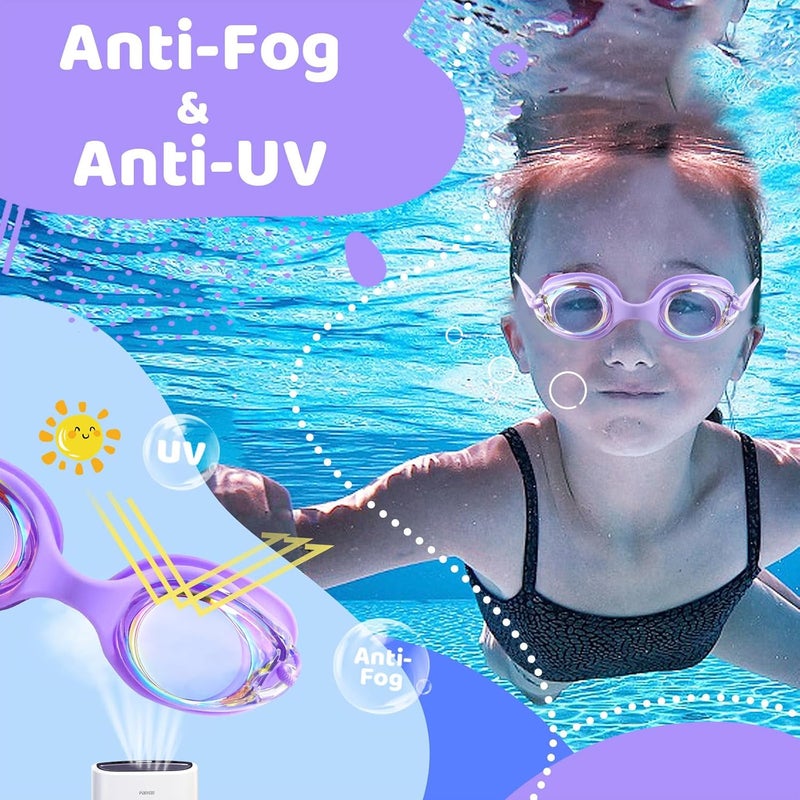Vvinca Kids Swim Goggles with Bungee Strap No Leaking Anti Fog Toddler Goggles with Quick Adjust Ages 3-14 - Image 5